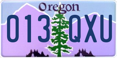 OR license plate 013QXU