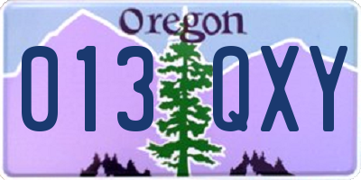 OR license plate 013QXY