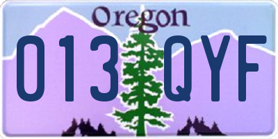 OR license plate 013QYF