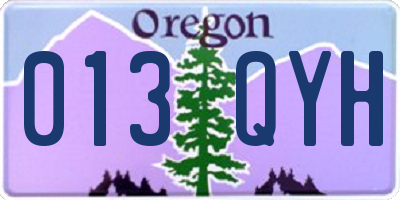 OR license plate 013QYH