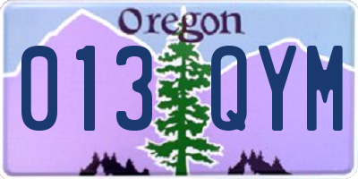 OR license plate 013QYM