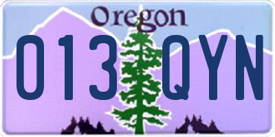 OR license plate 013QYN