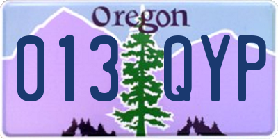 OR license plate 013QYP