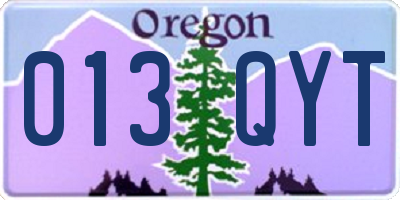 OR license plate 013QYT