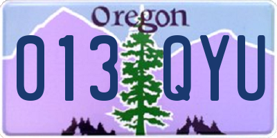 OR license plate 013QYU