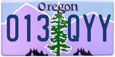 OR license plate 013QYY
