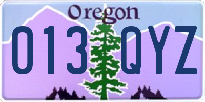 OR license plate 013QYZ