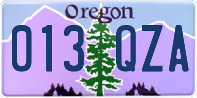 OR license plate 013QZA