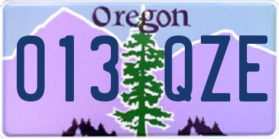 OR license plate 013QZE