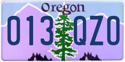 OR license plate 013QZO