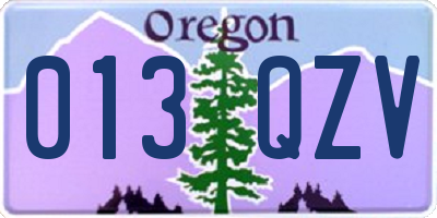 OR license plate 013QZV
