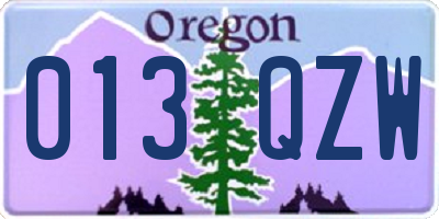 OR license plate 013QZW