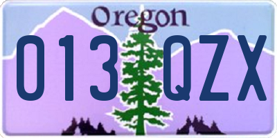 OR license plate 013QZX