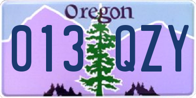 OR license plate 013QZY
