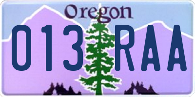 OR license plate 013RAA