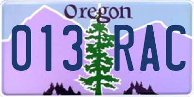 OR license plate 013RAC