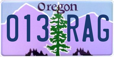 OR license plate 013RAG