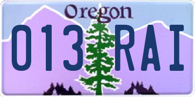 OR license plate 013RAI