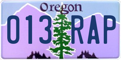 OR license plate 013RAP