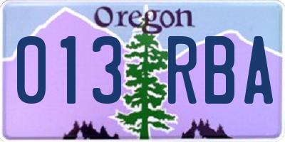 OR license plate 013RBA