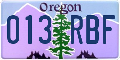 OR license plate 013RBF
