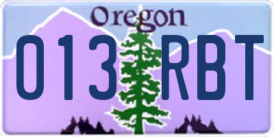 OR license plate 013RBT