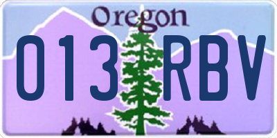 OR license plate 013RBV