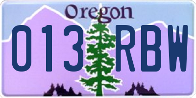 OR license plate 013RBW