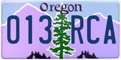 OR license plate 013RCA