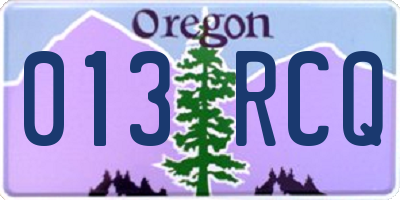 OR license plate 013RCQ