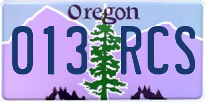OR license plate 013RCS