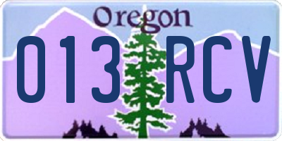 OR license plate 013RCV