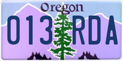 OR license plate 013RDA