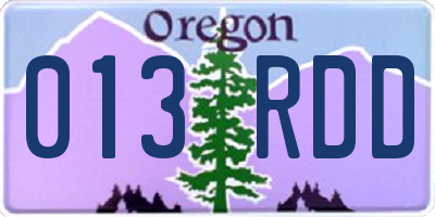 OR license plate 013RDD