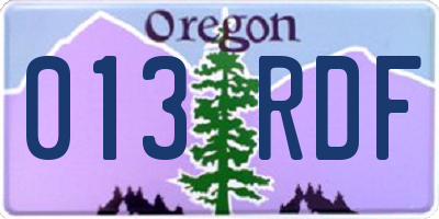 OR license plate 013RDF