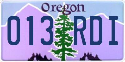 OR license plate 013RDI