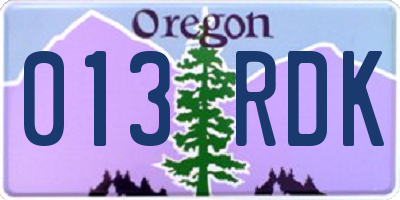 OR license plate 013RDK