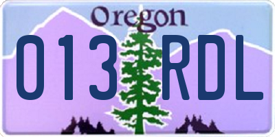 OR license plate 013RDL
