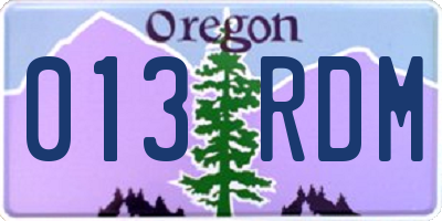 OR license plate 013RDM