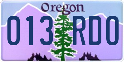 OR license plate 013RDO