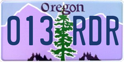 OR license plate 013RDR