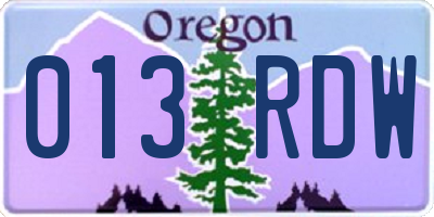 OR license plate 013RDW