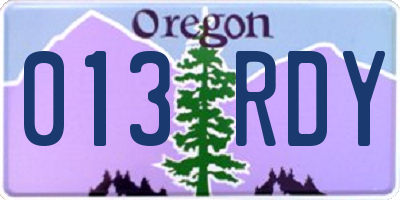 OR license plate 013RDY