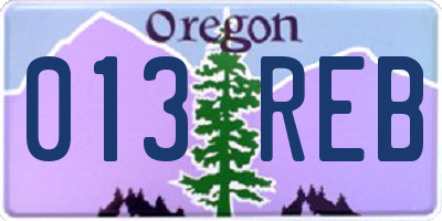 OR license plate 013REB