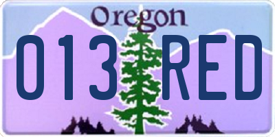 OR license plate 013RED