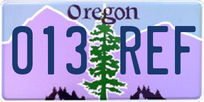 OR license plate 013REF