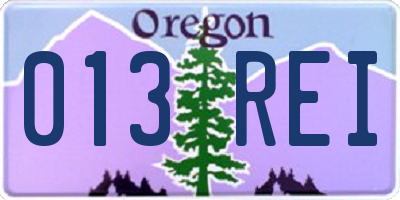 OR license plate 013REI