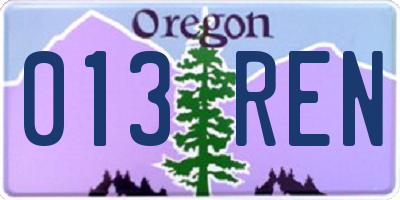 OR license plate 013REN