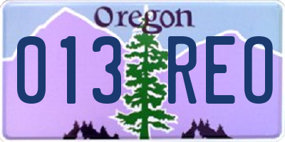 OR license plate 013REO