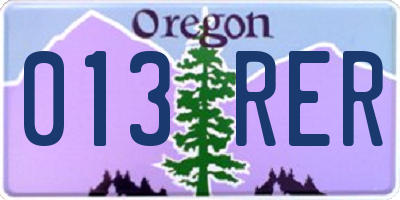 OR license plate 013RER